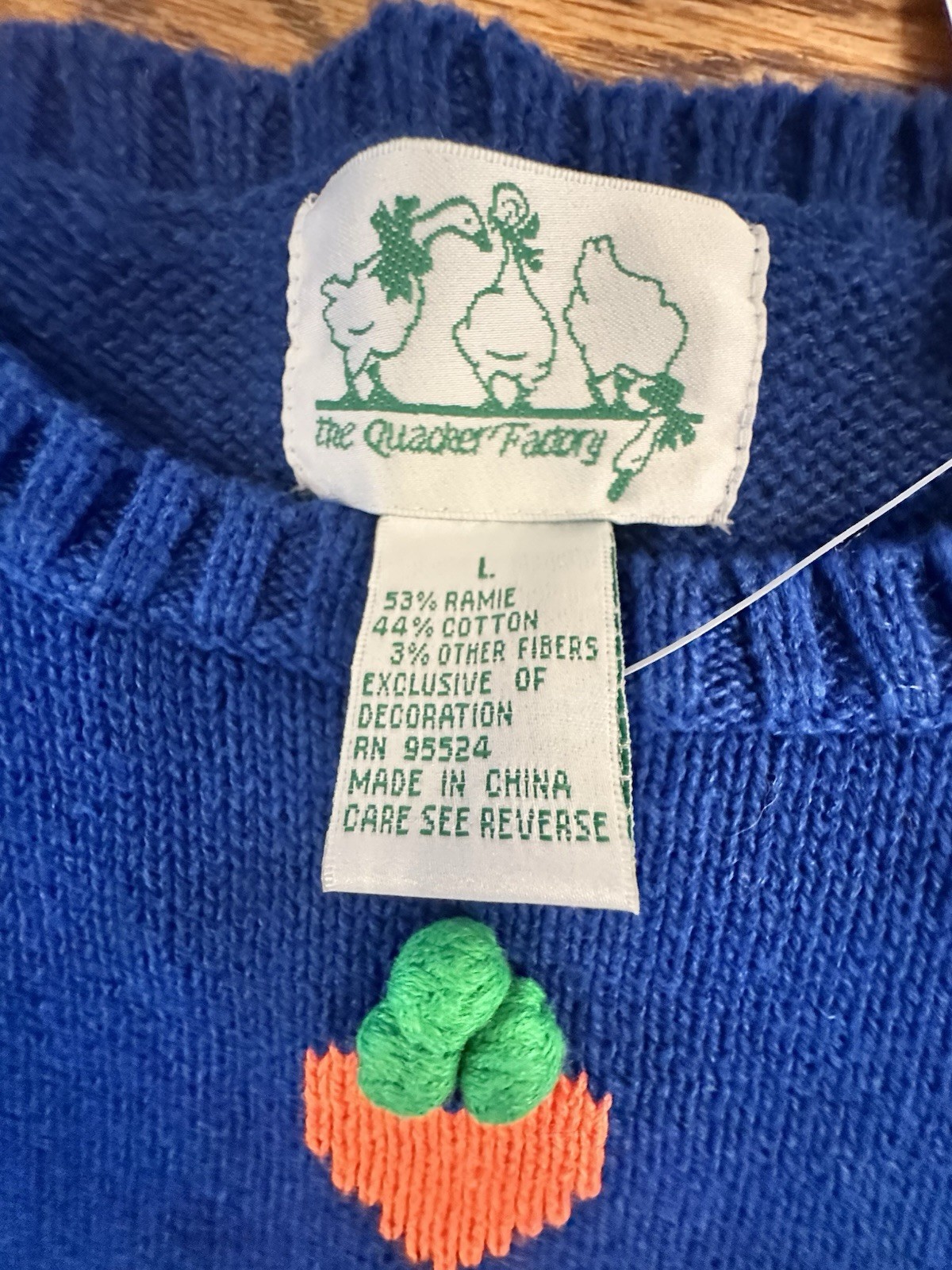 Vintage Sweater NWT Bunny Rabbit Large Grandmacore Grannycore Quaker Factory