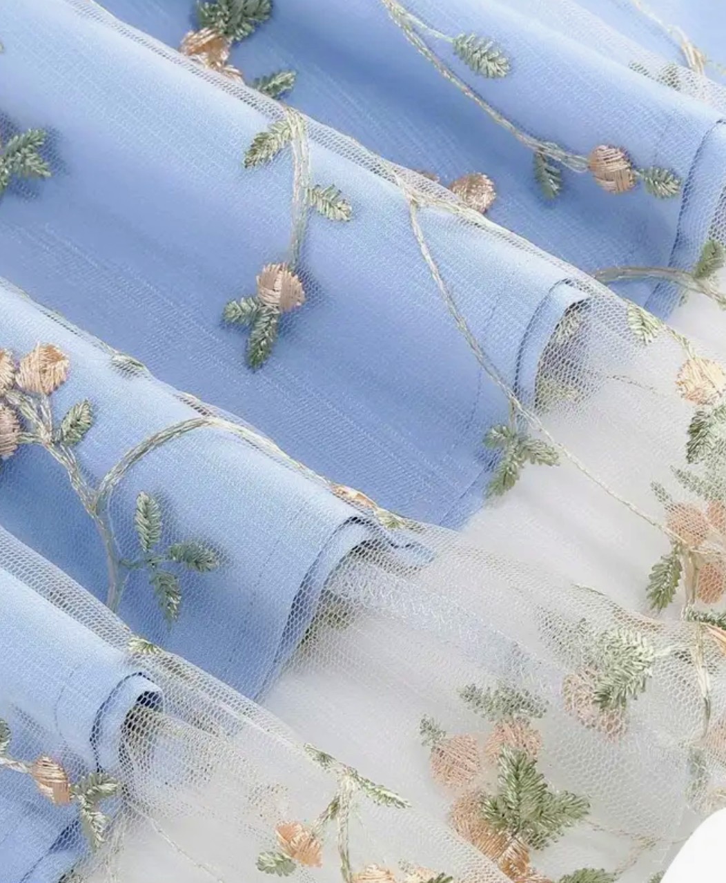 Vintage Light Blue Floral Designs Fairy Dress