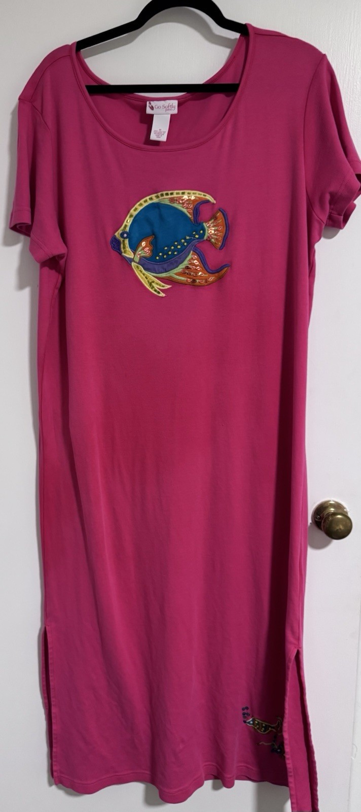 Vintage Patio Dress Go Softly Cotton House Dress Resort Wear Tropical Fish M VNT