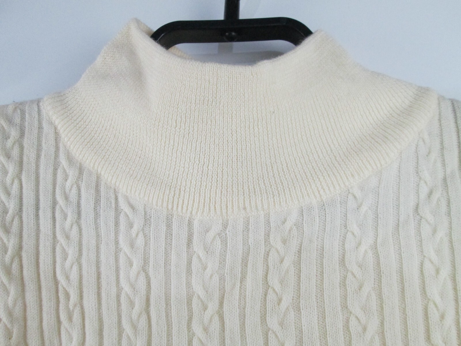 VTG Nordstrom 100% Merino Wool Sweater Womens Sz XL Mock Neck Cable Knit NEW