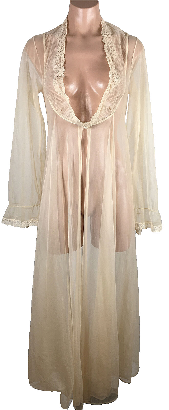 Glydons 6os peignoir negligee Hollywood gown Robe Petite S SHEER vintage