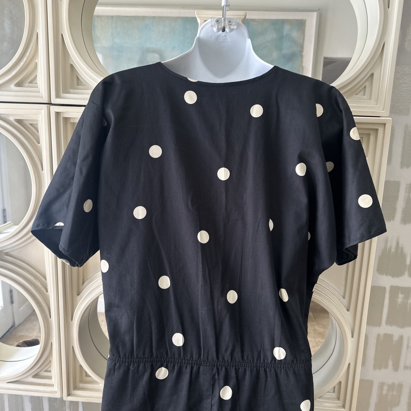 Arnys Paris Rare 60s Women’s Black & White Polkadot Cotton Poplin Day Dress 36