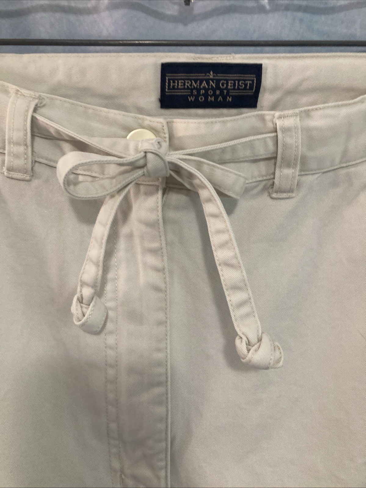 Vtg 80s 90s Herman Geist Sport Tan Capri Pants Drawstring Plus Size 20W FLAWED