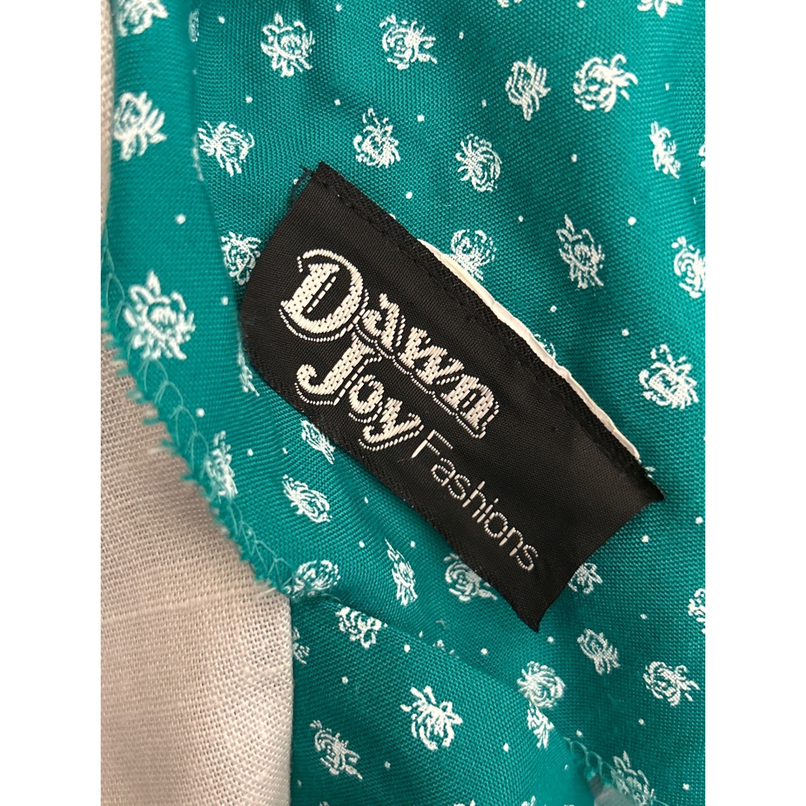 80s Dawn Joy Fashions Midi Dress Cottagecore Prairie Sailor Collar Teal Floral