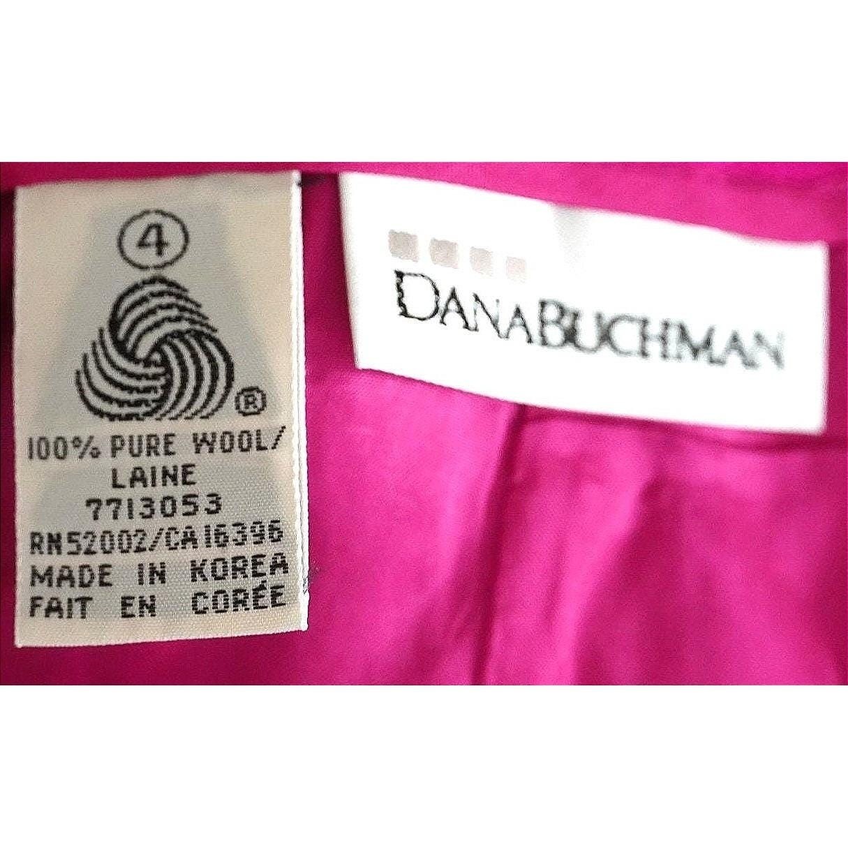 Vintage Dana Buchman Pencil Skirt Women 4 Pink 100% Wool Pleated Back Vent NWT