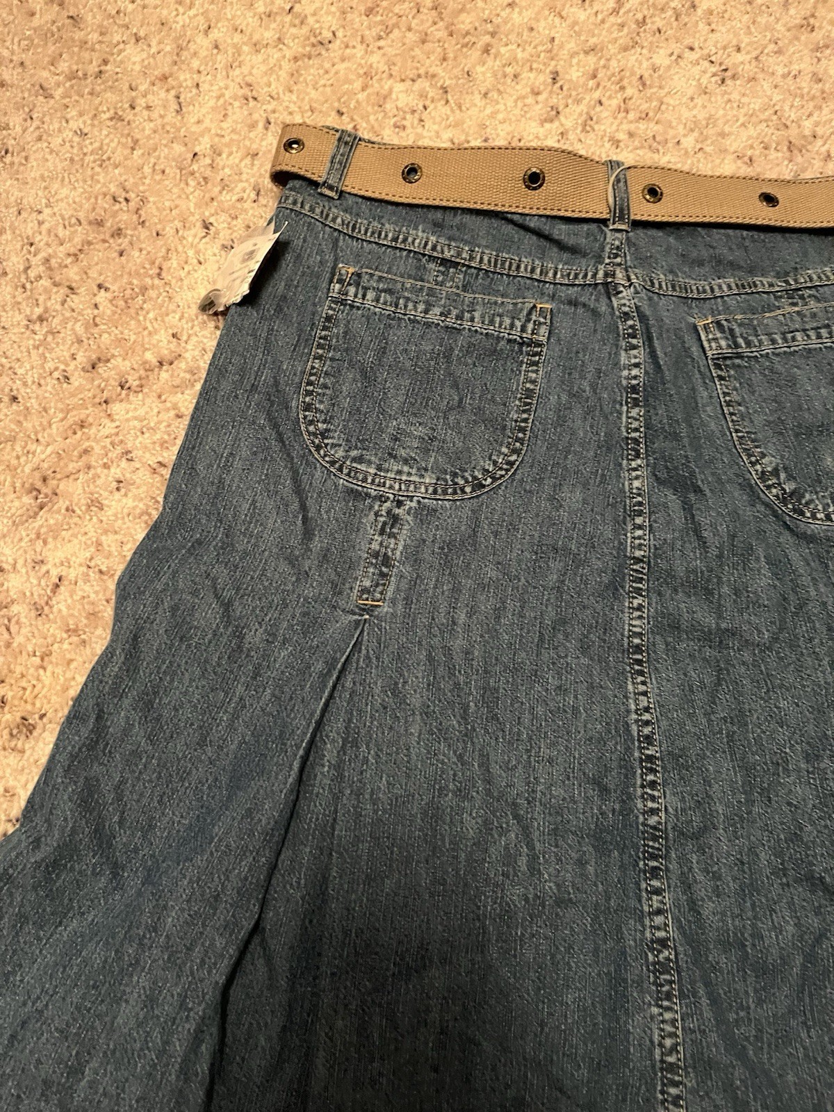 Y2K Vintage Denim Pleated Skirt 12 Boho Fairy Grunge Whimsigoth Cottagecore Belt