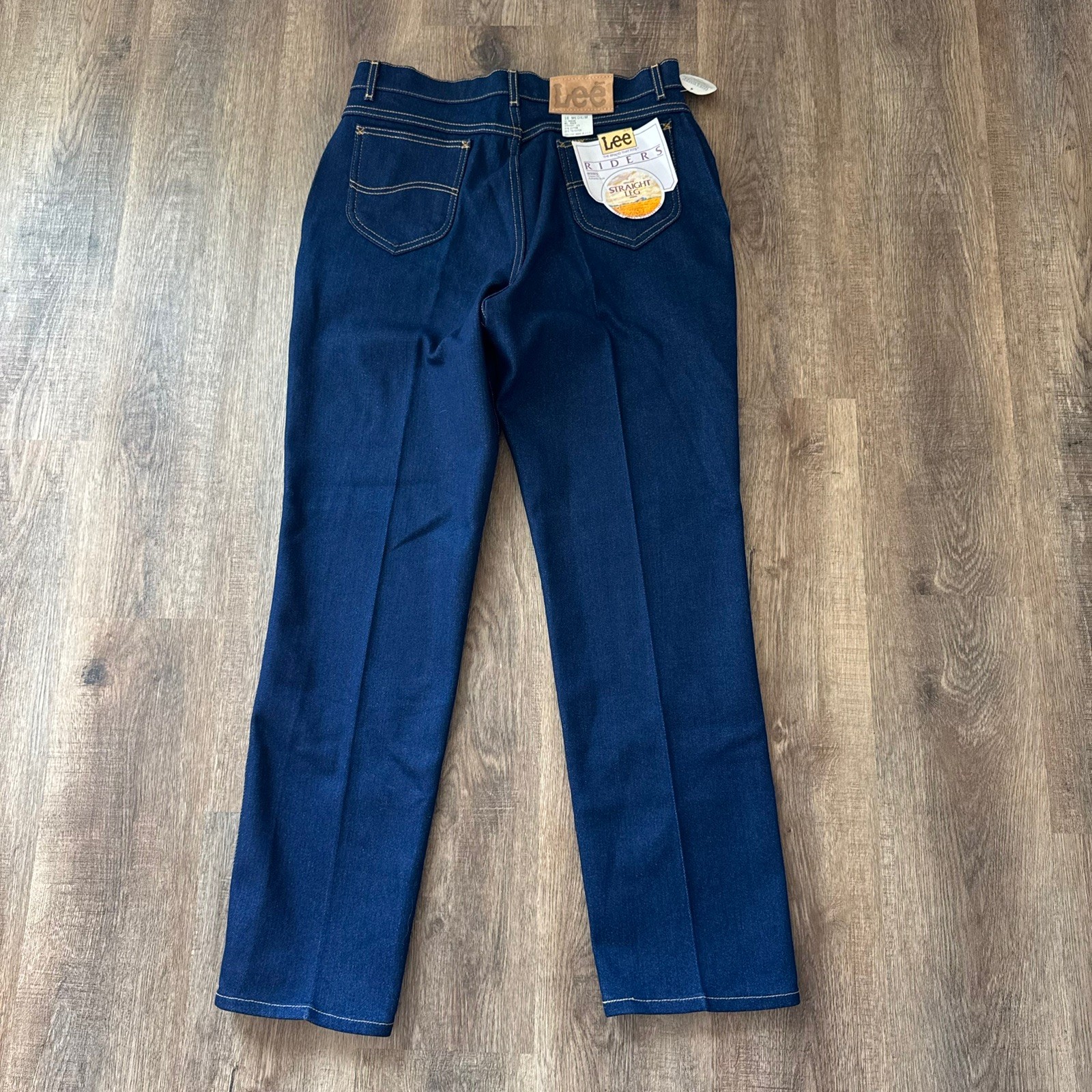 Vtg 70s 80s Lee Riders Jeans Dark Wash High Rise Talon 42 Creased USA Made Sz 18