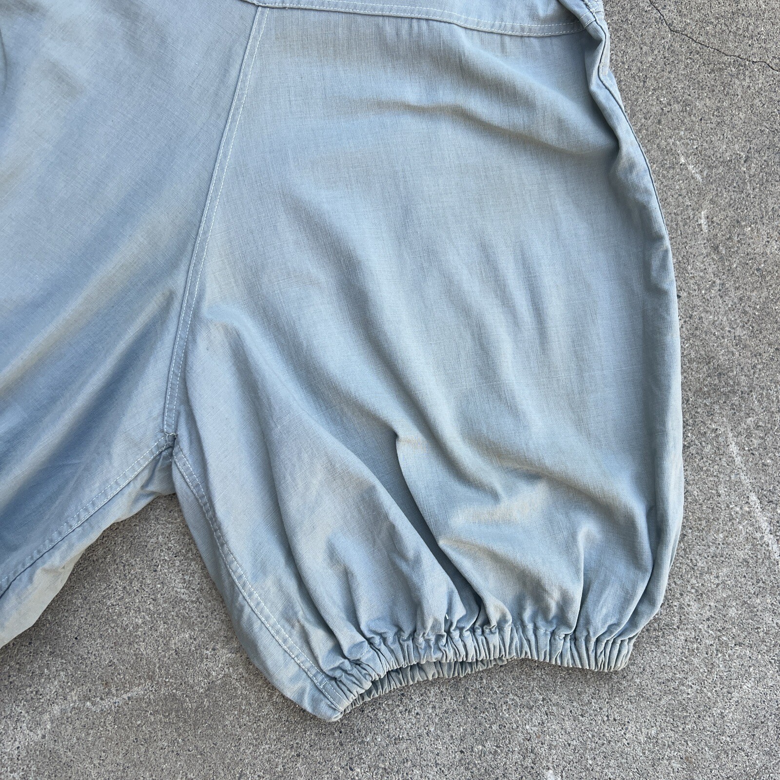 Vintage 1930s Blue Chambray Cotton Jumpsuit Playsuit Gym Outfit Romper Red Trim