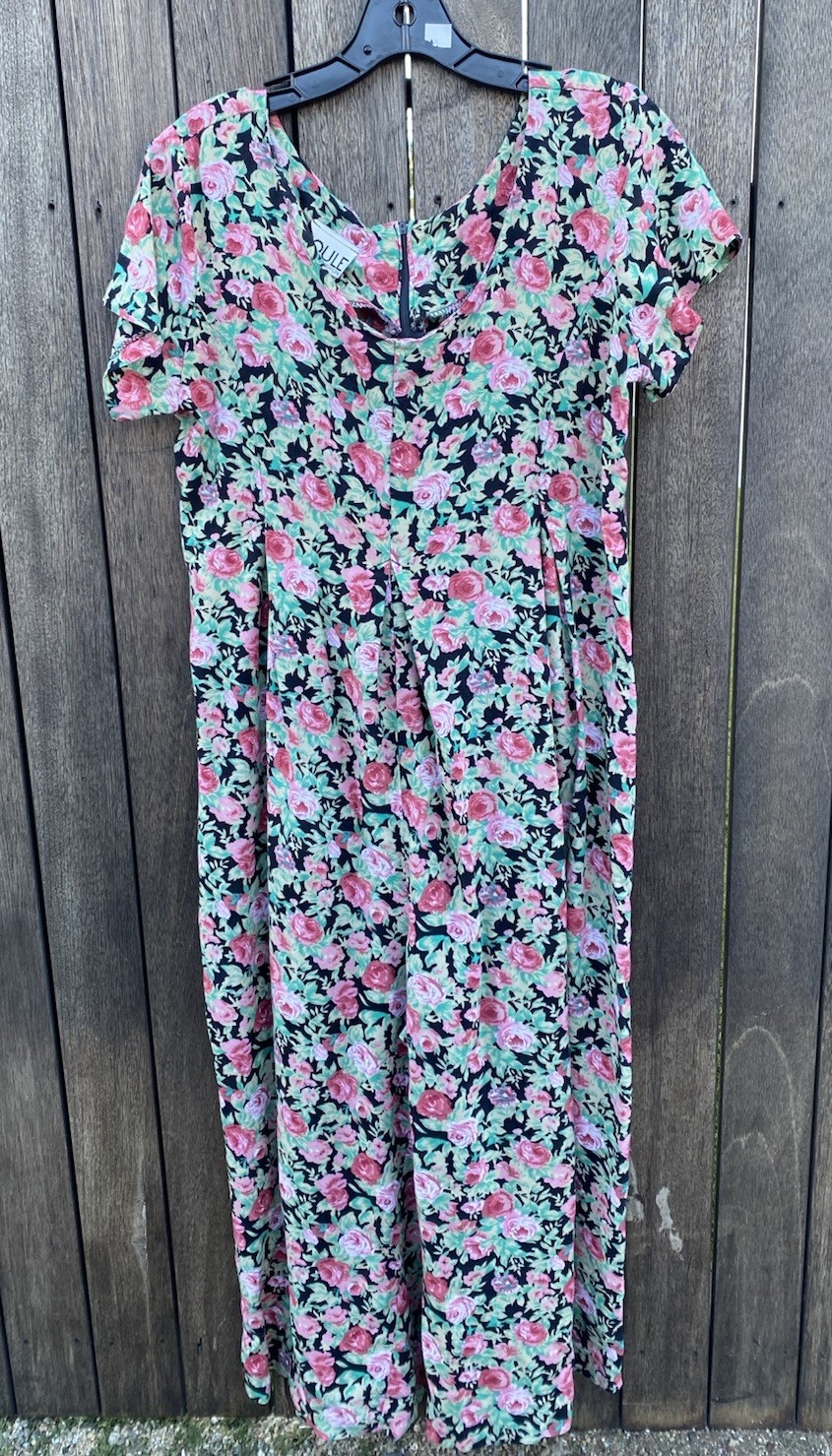 Vintage 1990’s Joule Energy Pink & Black Floral Jumper Wide Leg Jumpsuit M/L