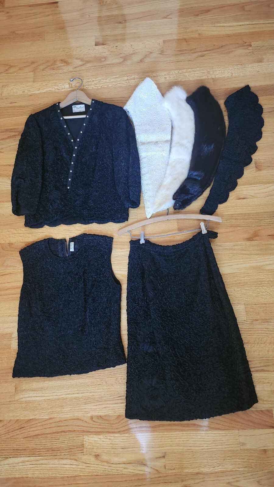 Vtge 50s Paul Freed Womens 3-piece Soutache suit with 4 Snap-On Collars
