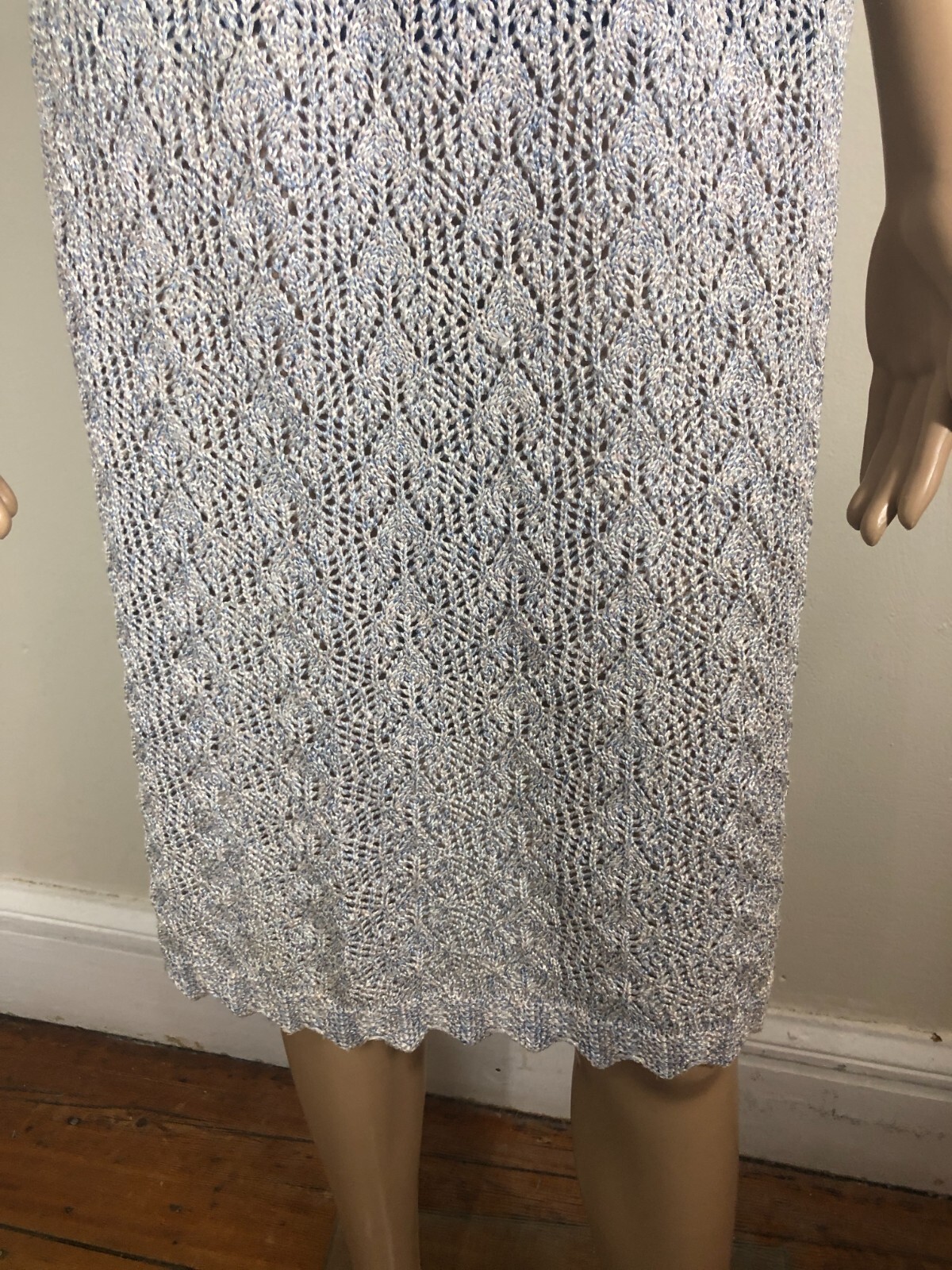 vtg Vivanti Crochet Knit Skirt 12 Pull On Scalloped Hem Union Made in USA