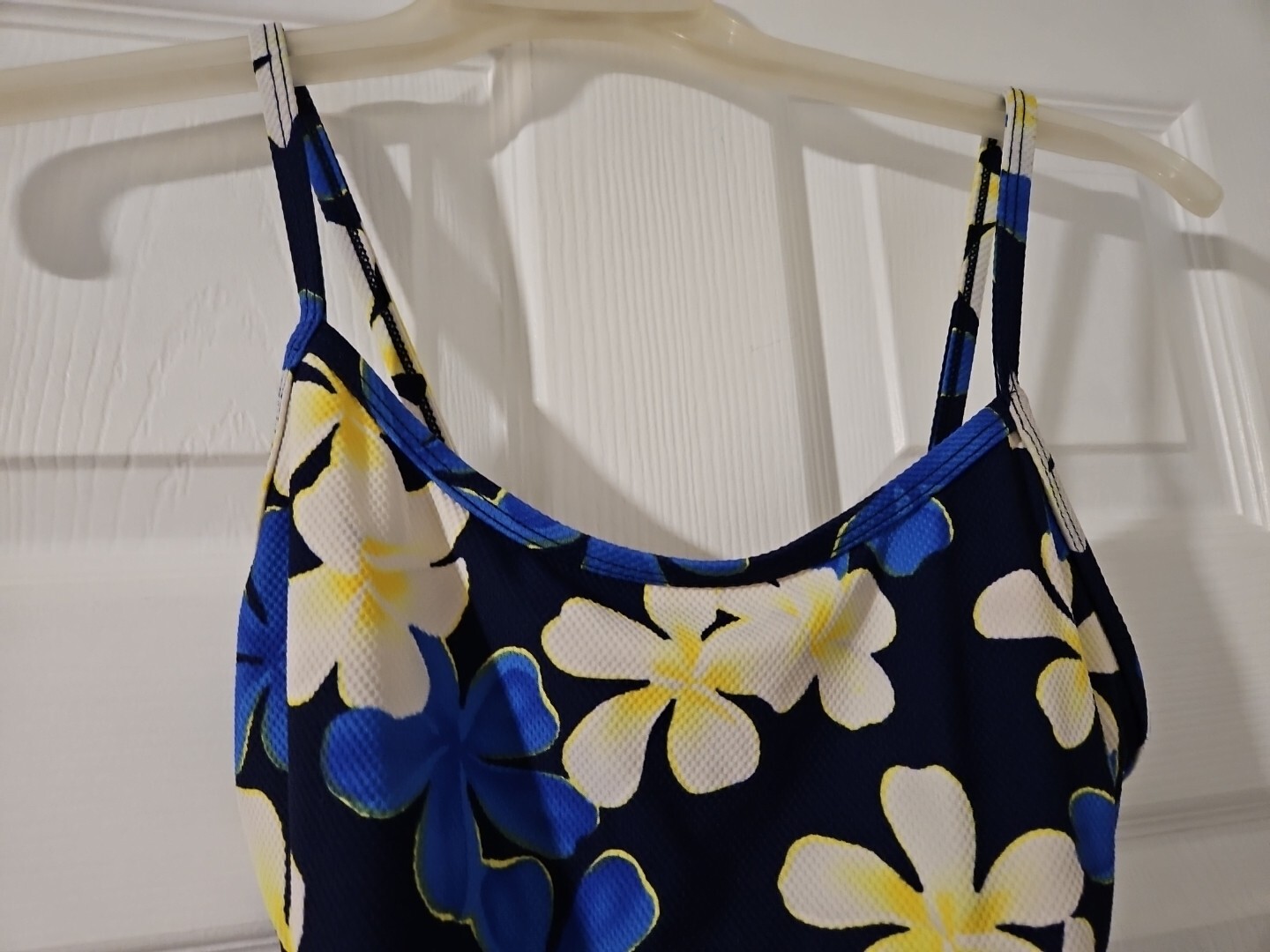 Vtg Rare Cole of California Blue Floral Textured 1 Pc Bathing Suit Swimsuit 10