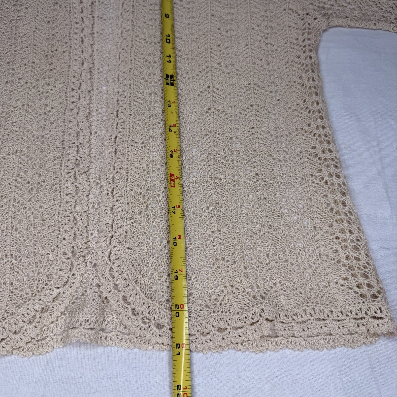 Vintage Handmade Crochet Cardigan Cream Cottagecore Fairycore Lace Top