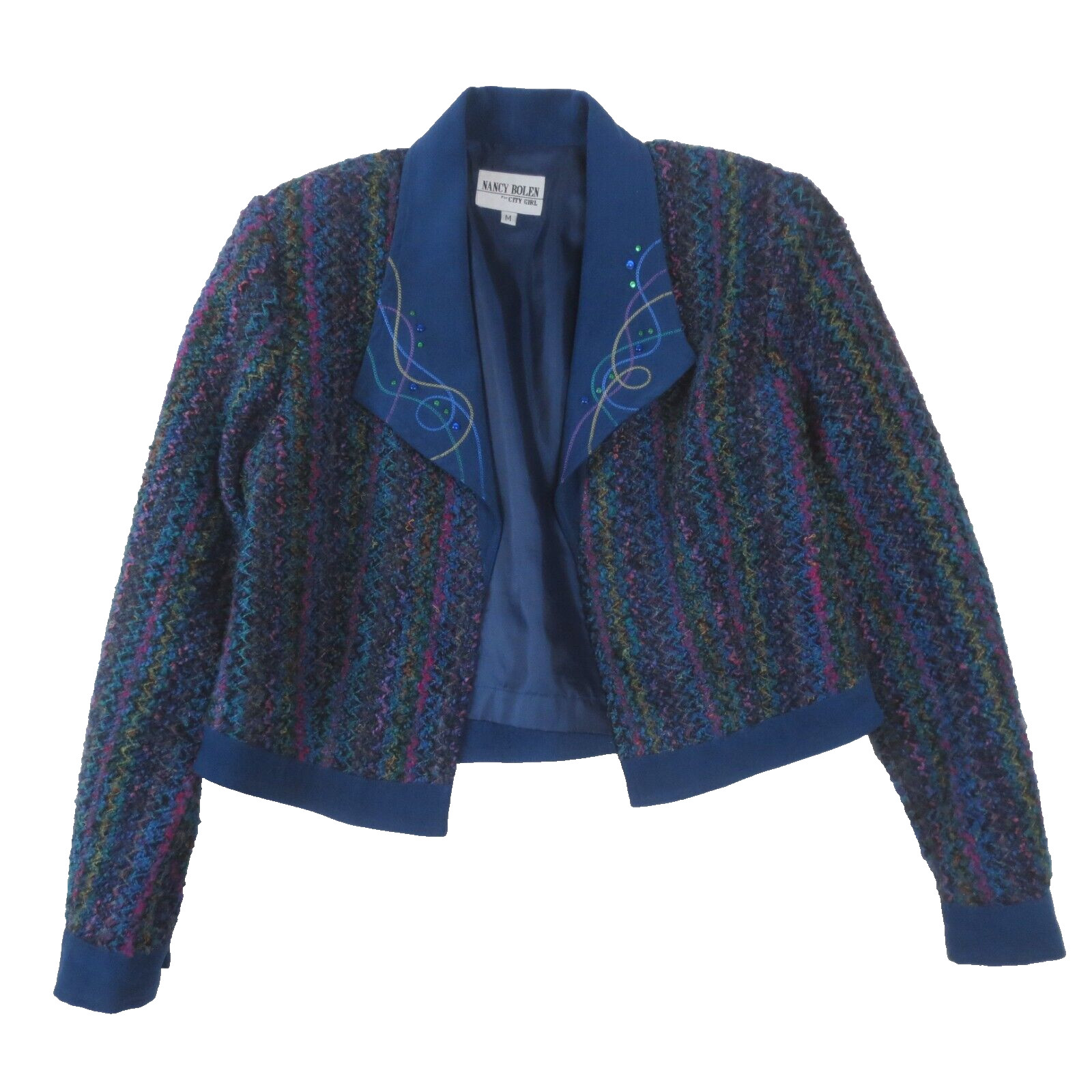 VTG Nancy Bolen City Girl Jacket Blazer Women Medium Short Cropped Open USA Made