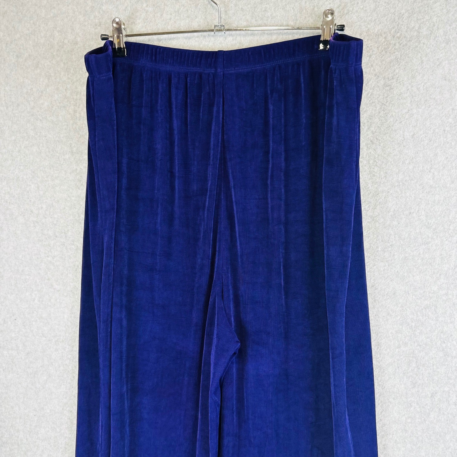 Vikki Vi Womans 3X Petite Wide Leg Pants Pull On Stretch Purple Slinky Travel