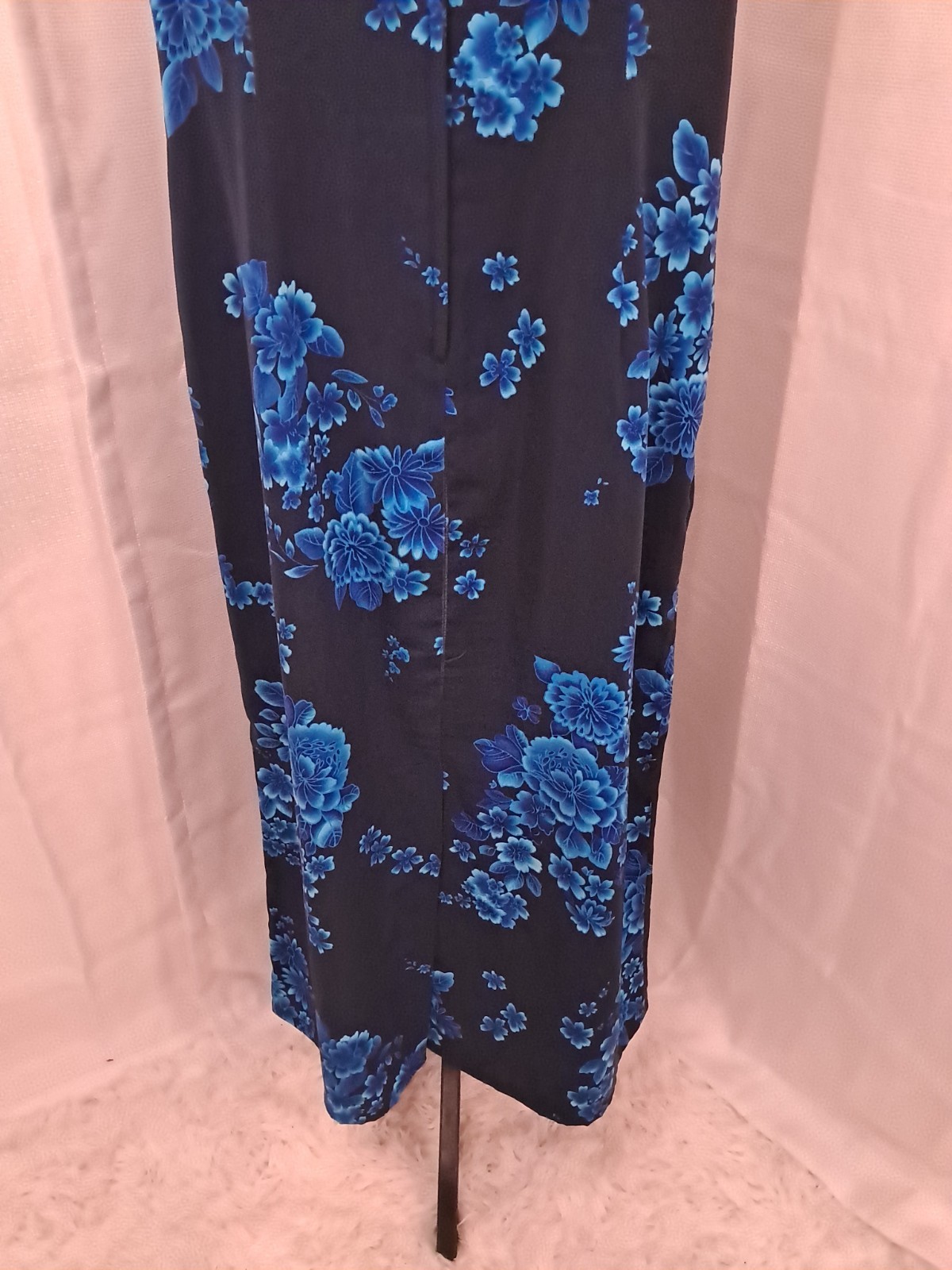 Vintage 90s Studio I Blue Floral Sleeveless Maxi Dress Party Wedding Cocktail 14