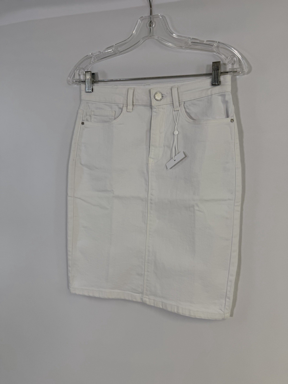 Vila White Denim Skirt Sz S NWT Capsule Closet Staple Casual Preppy Coastal Boho