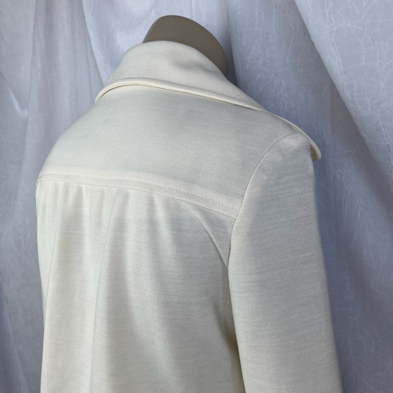 VTG 70’s Cream Blazer Jacket & High Waist Wide Leg Pants Suit Set Retro Size XS