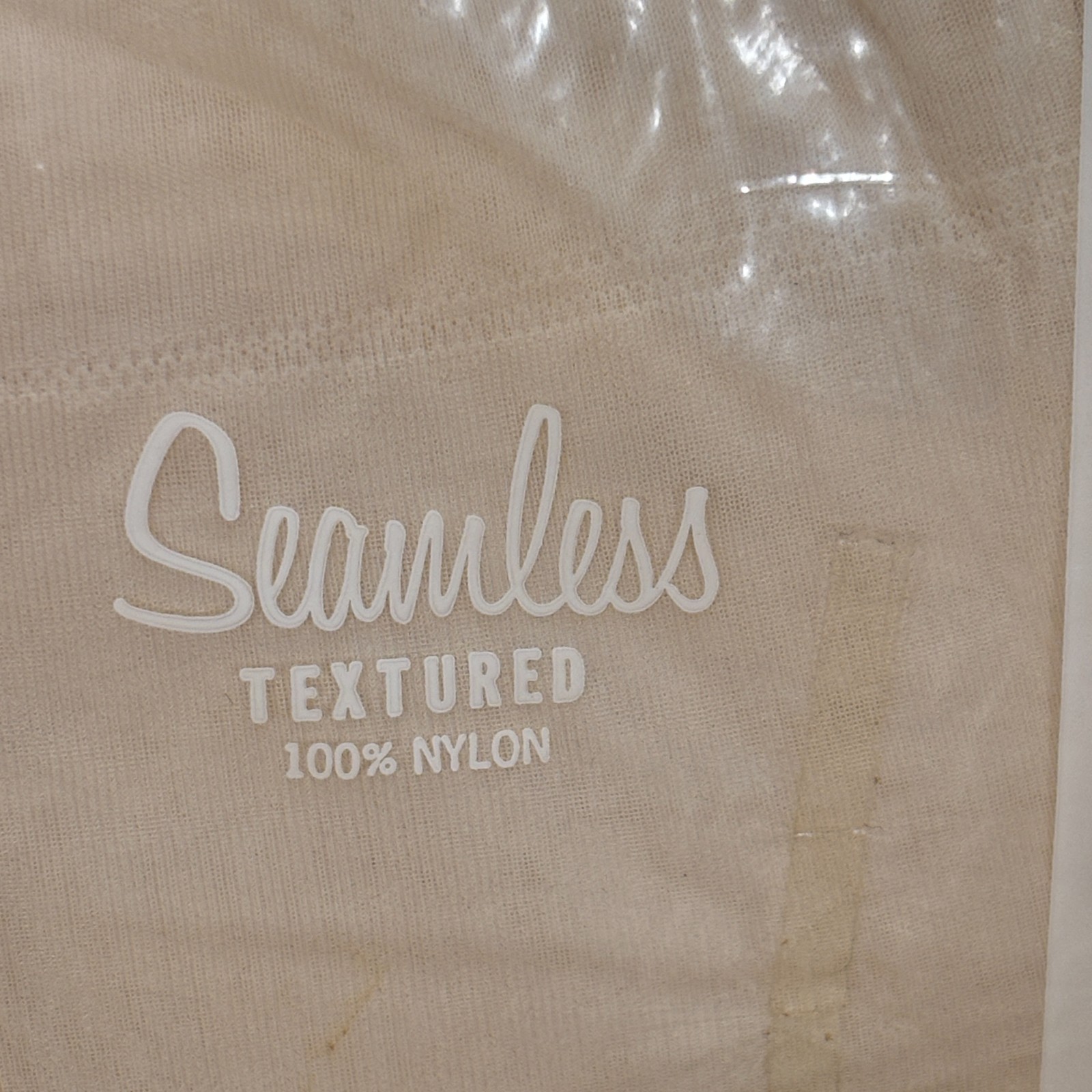 Vtg First Quality Seamless Nylons Sheer Textured Off White Size 9 L41-3/1 NOS
