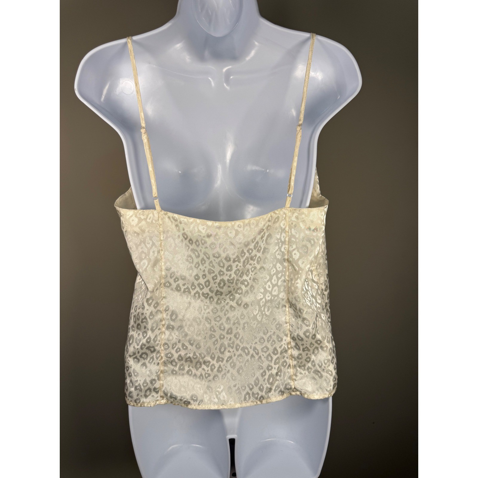 Vintage Y2K Valerie Stevens Satin Jacquard Cami Leopard Button Tank Medium