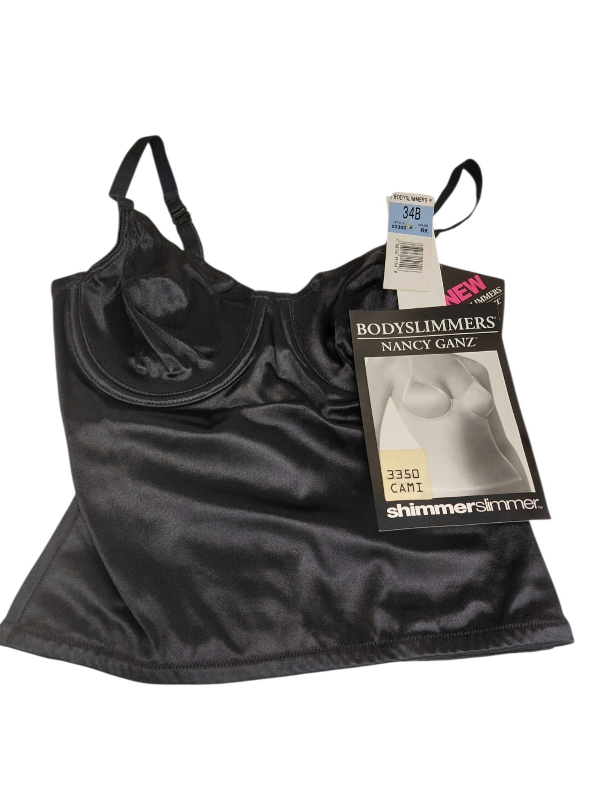 Vintage Nancy Ganz Bodyslimmers Black Lingerie Top Size 34B