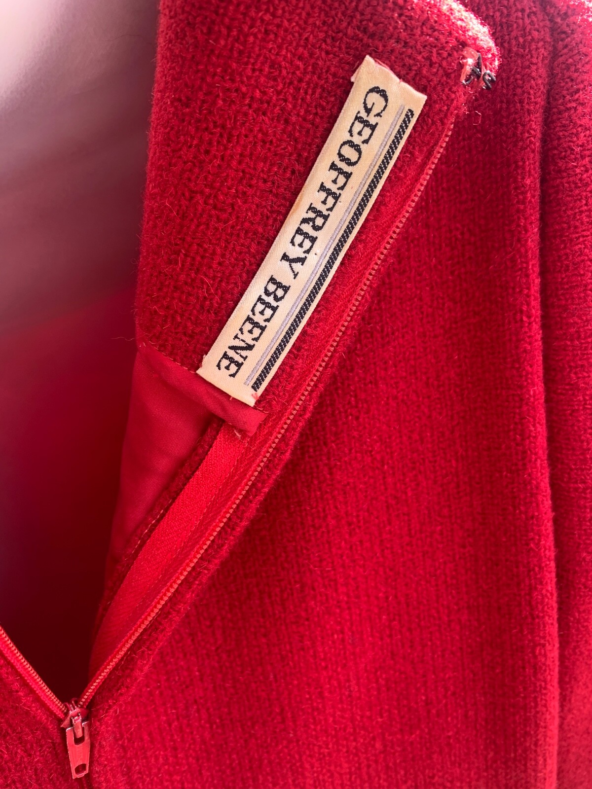 Vintage 1960s Designer Geoffrey Beene Bell Sleeve Red Wool Mod Dress