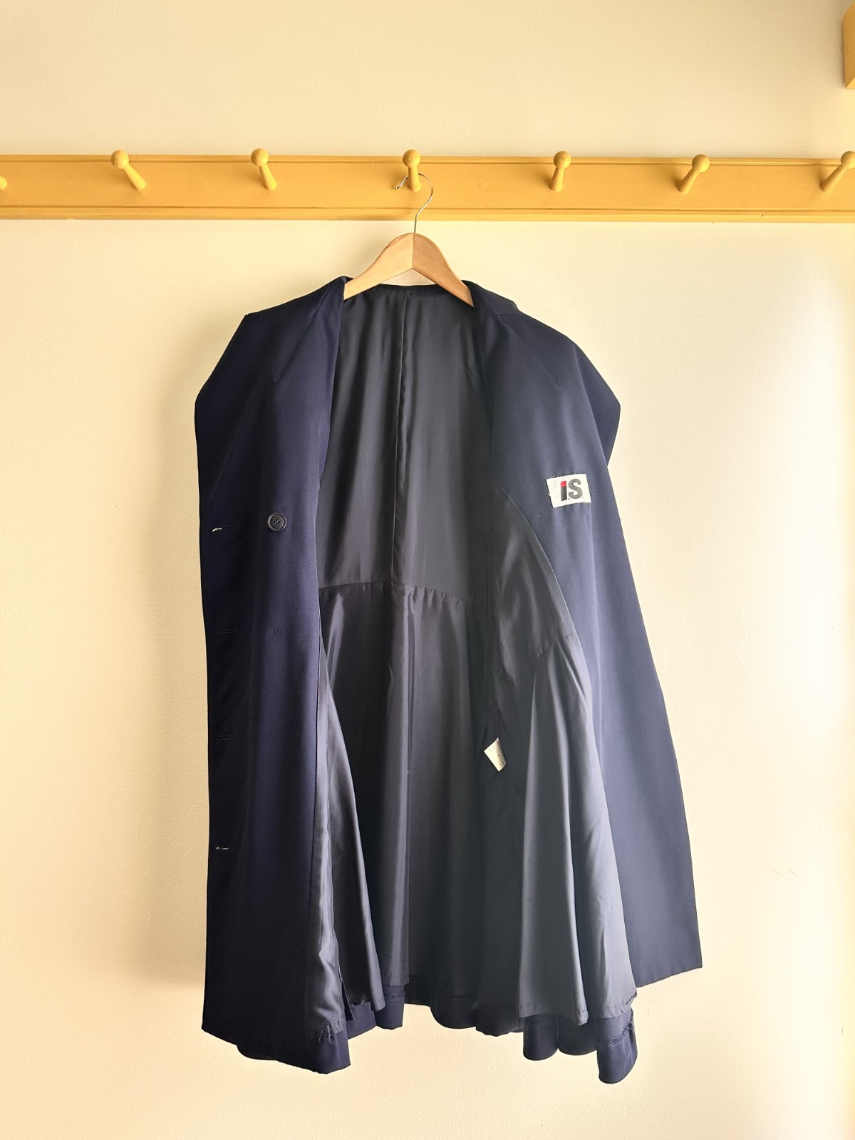 ISSEY MIYAKE I.S. Sport vintage 90s navy wool twill suiting trench suit dress