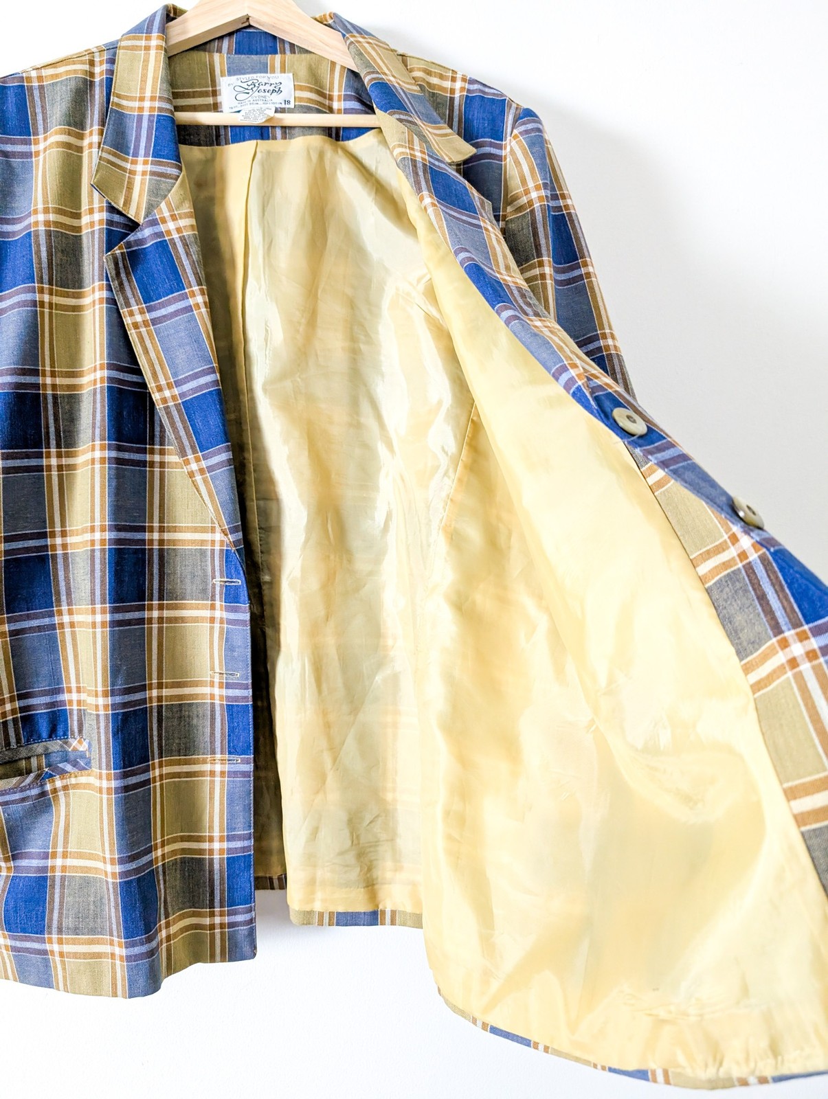 Vintage 90s Barry Joseph Plaid Blazer Jacket Made In Australia Size 18