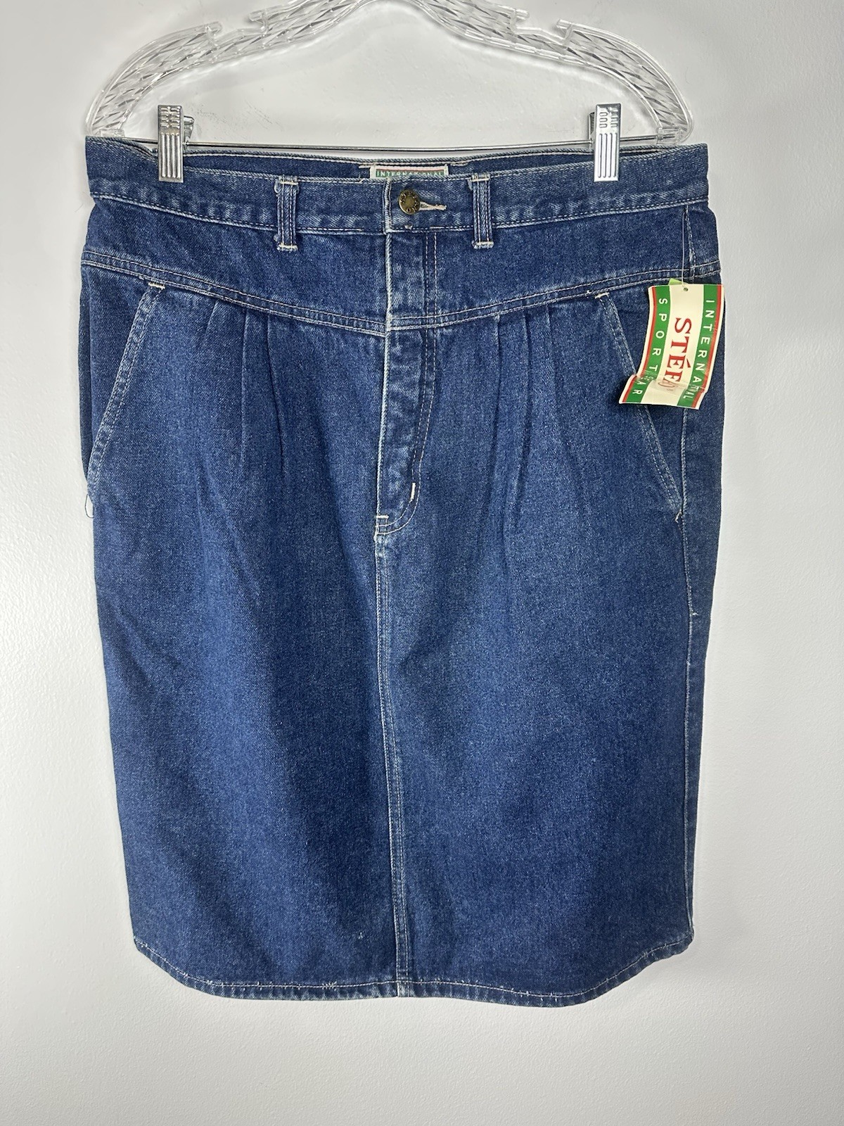 Women’s Deadstock 80s Stefano International Sportswear denim Pleated skirt 18W