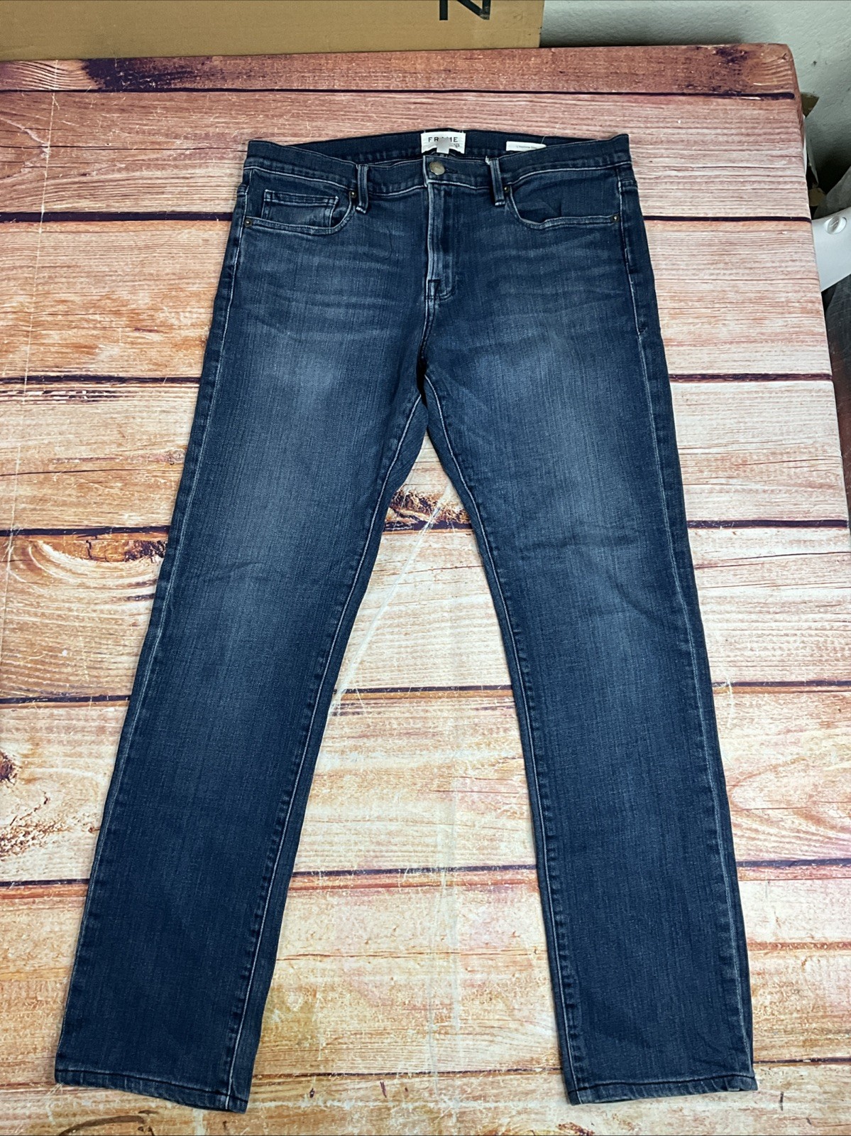 FRAME Men’s L’Homme Slim Jeans Dark Wash Denim Blue Size 33×30