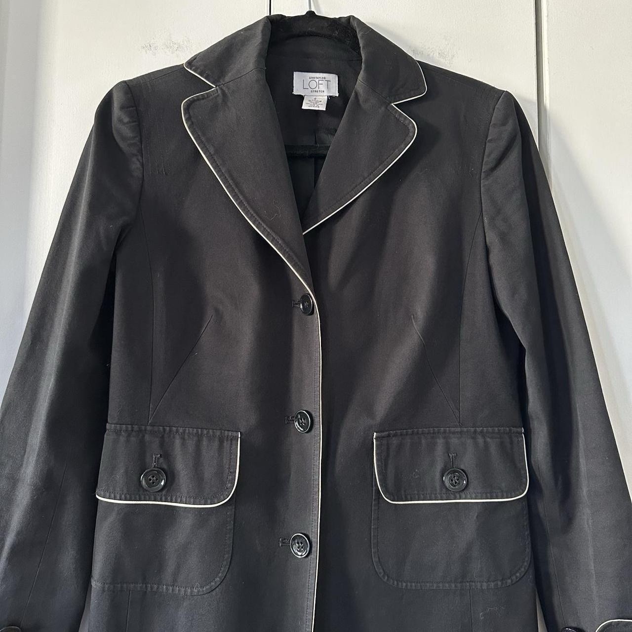 Vintage 90s Black and White Contrast Light Mod Cotton Jacket Ann Taylor Loft S M