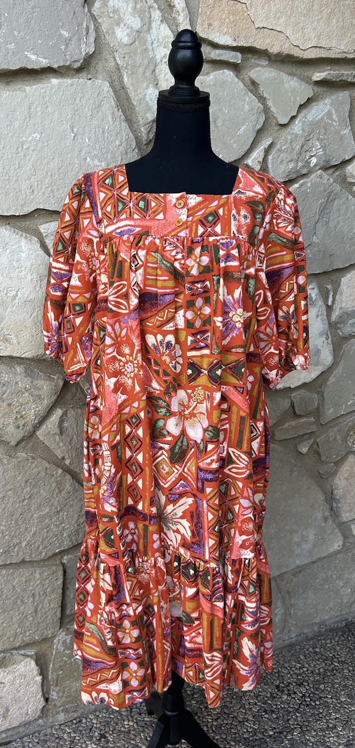 Vintage Brownstone Studio Duster House Dress Robe Size Medium Multicolor EC