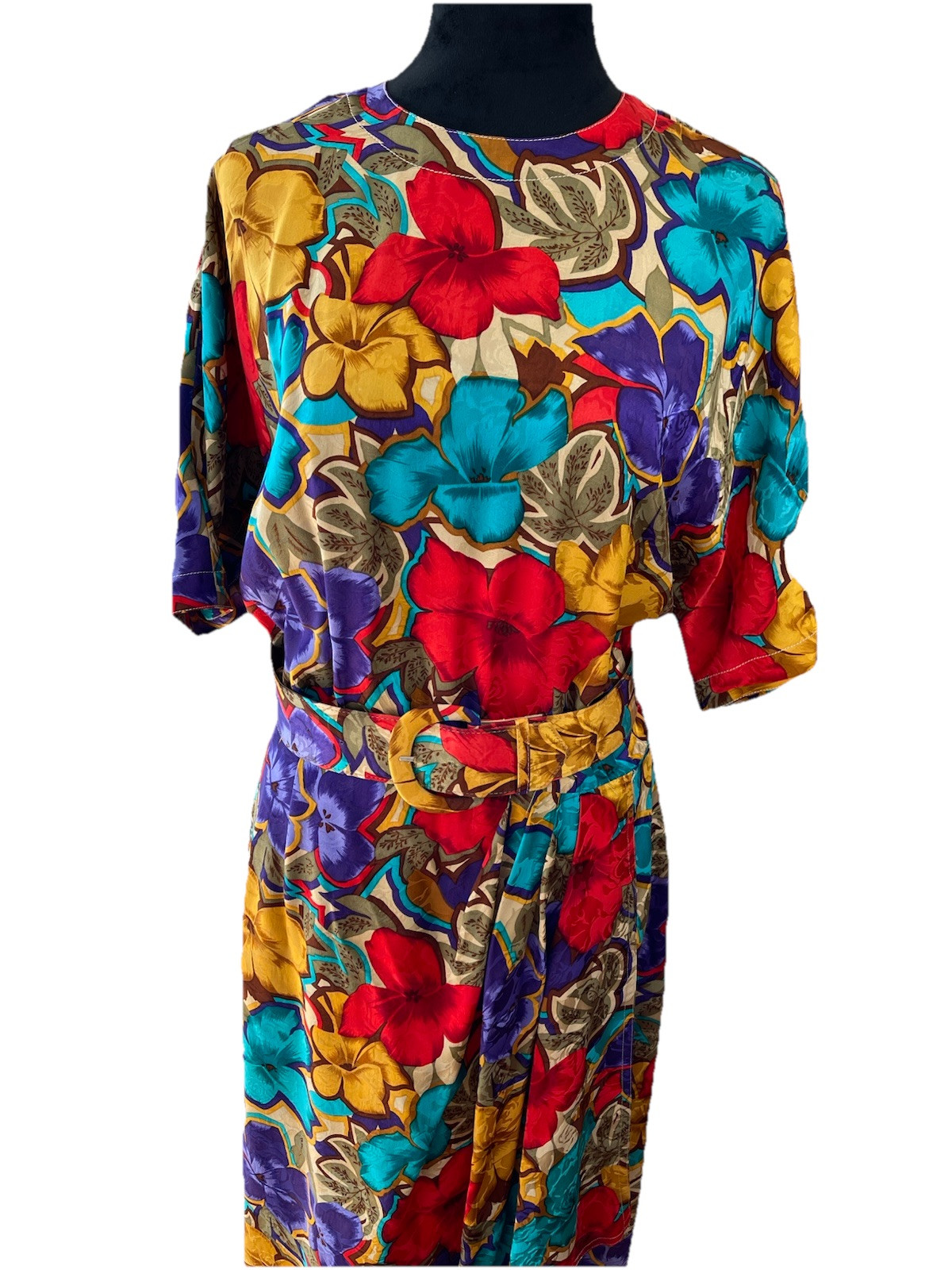Maggy London by Jeannene Booher 100% silk Floral dress Vintage 1980s Size 10