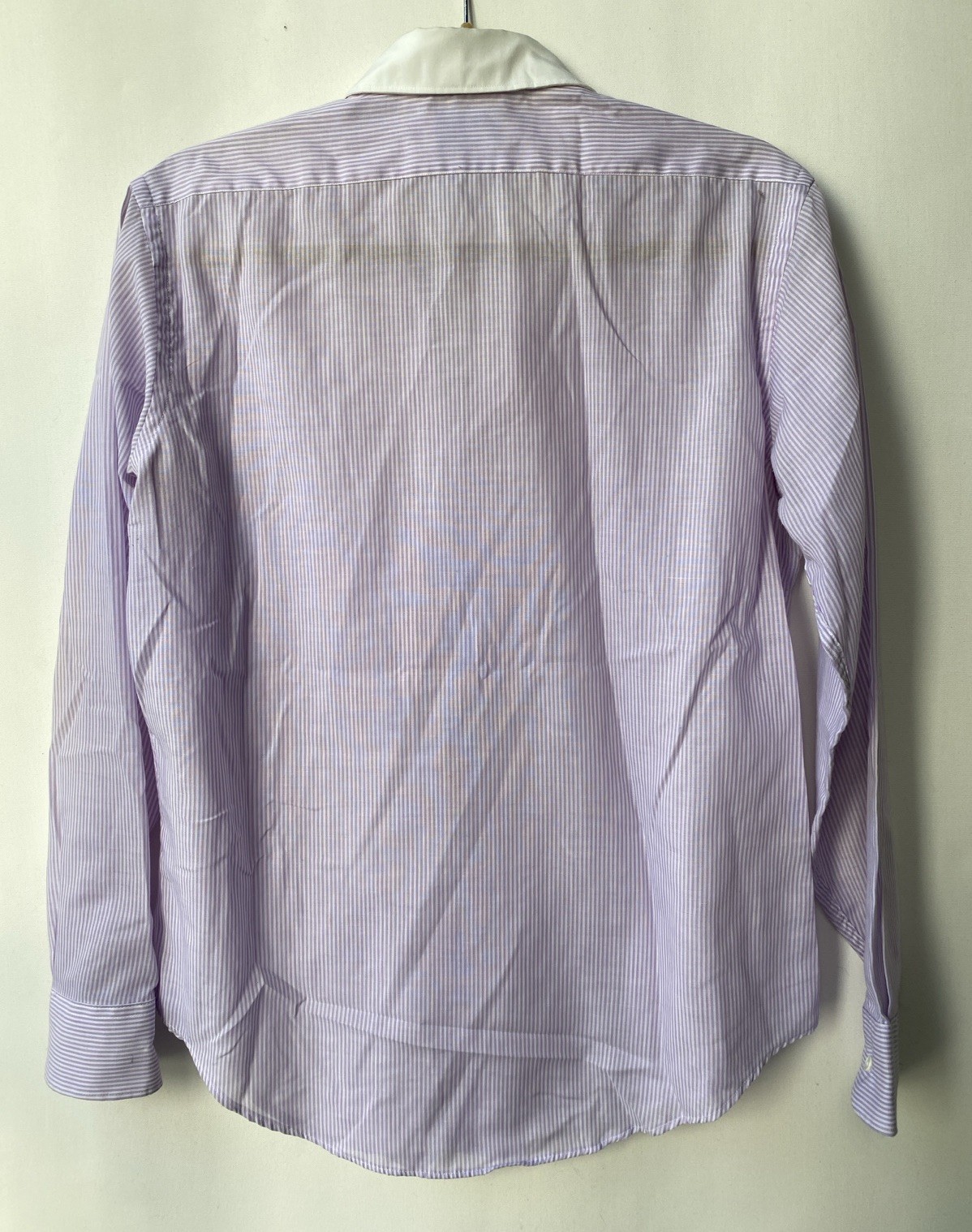 Vtg Pappagallo M Peter Pan Collar Cotton Blend Top Shirt Stripe Lavender Preppy