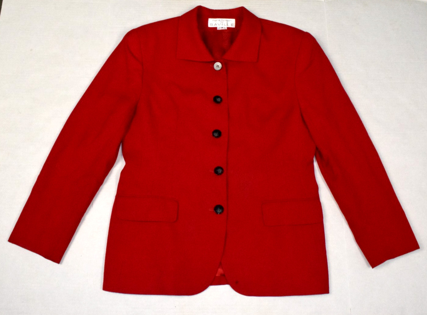 Vintage Blazer Rena Rowan for Saville Size 14 90s Cherry Red Wool Blend Made USA
