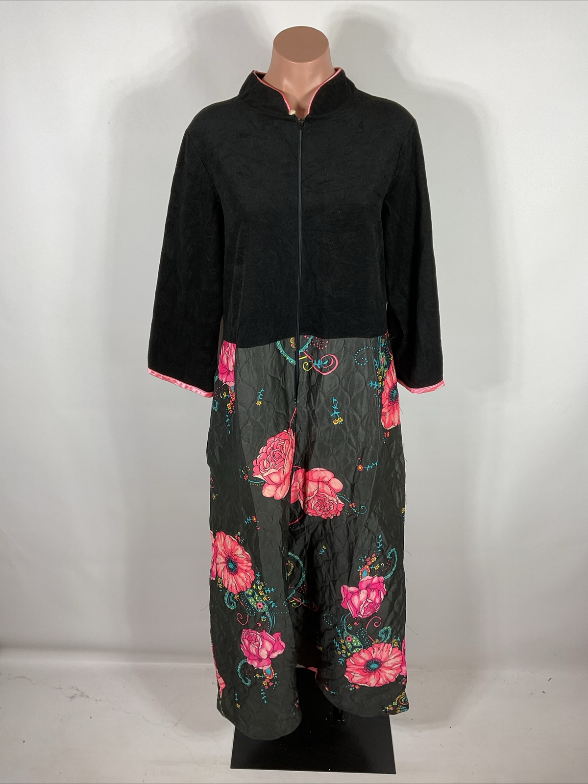Vintage 70s Plaza 9 M Robe House Dress Lounge Muumuu Kaftan Psychedelic Floral