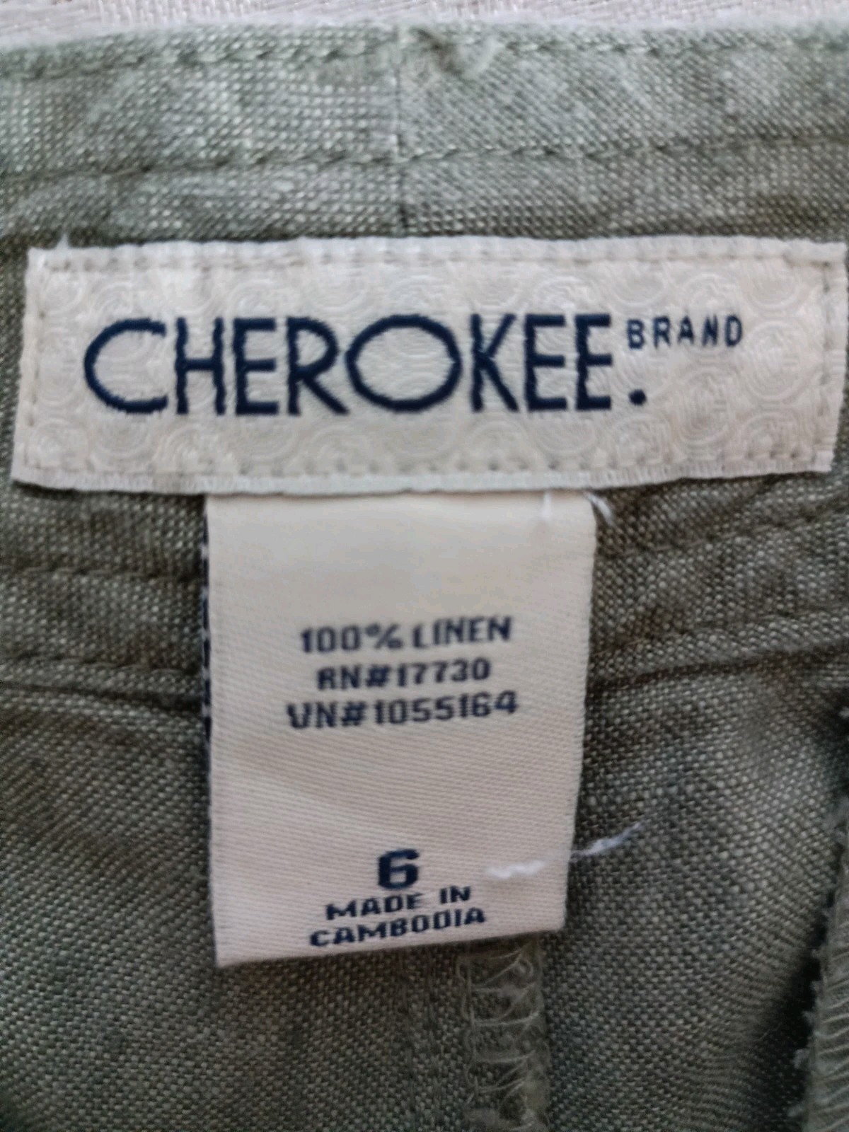 Vintage Cherokee Linen Set Jacket Button Up 3/4 Sleeve & Cropped Pants size 6