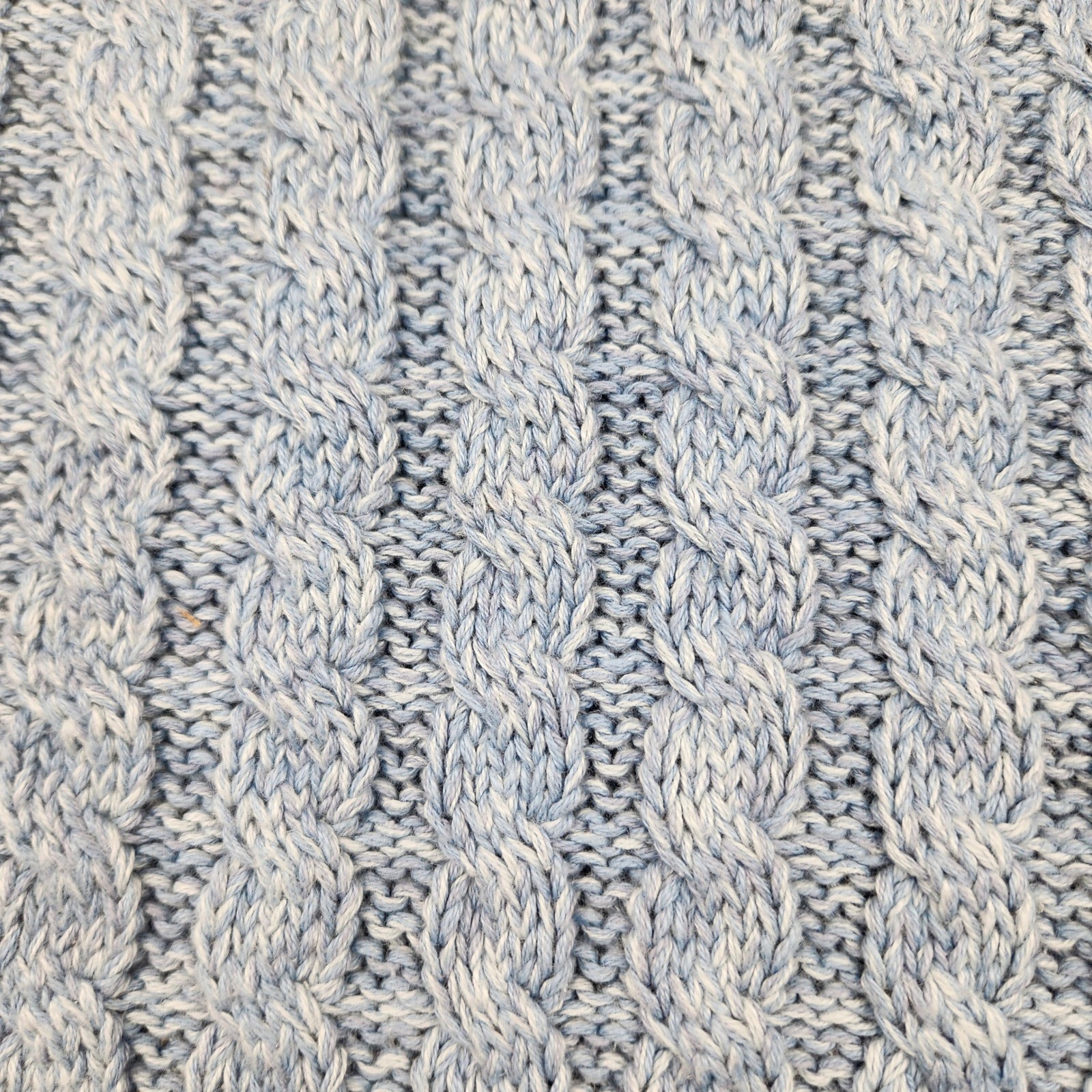 Lizwear Vintage Light Blue Cable Knit Crochet Patchwork Sweater Womens Large L