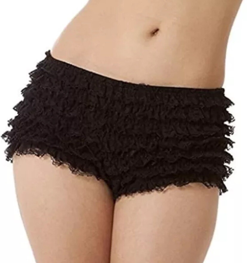 Malco Modes High Waist Ruffled Pettipants, Size-XL, 301-BK-XL