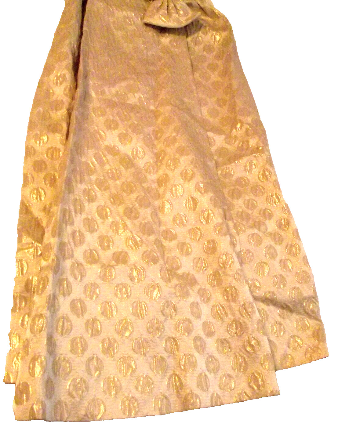 1940s Sandra Sage Creation Formal Petite Cream/Gold Dress Sleeveless Open Back