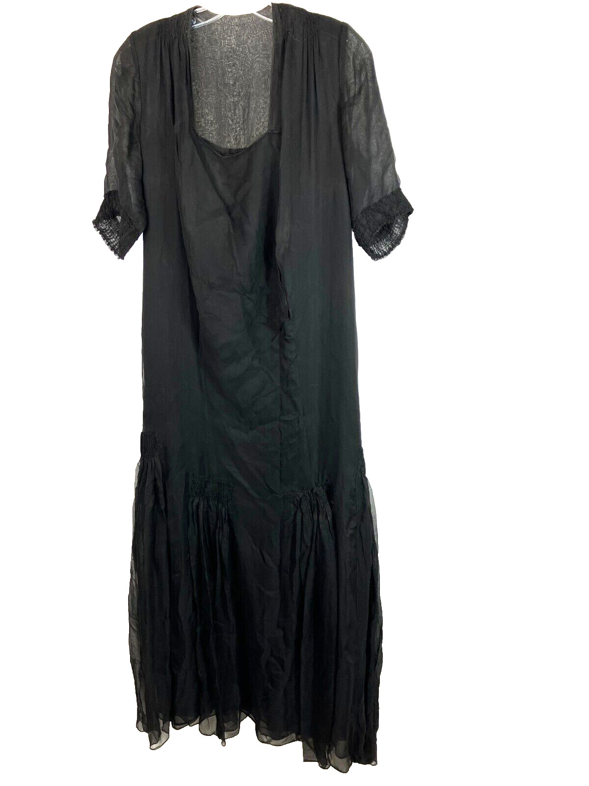 Minimalist Elegant 39 Bust Vintage 1920s Black silk Dress 20s flapper