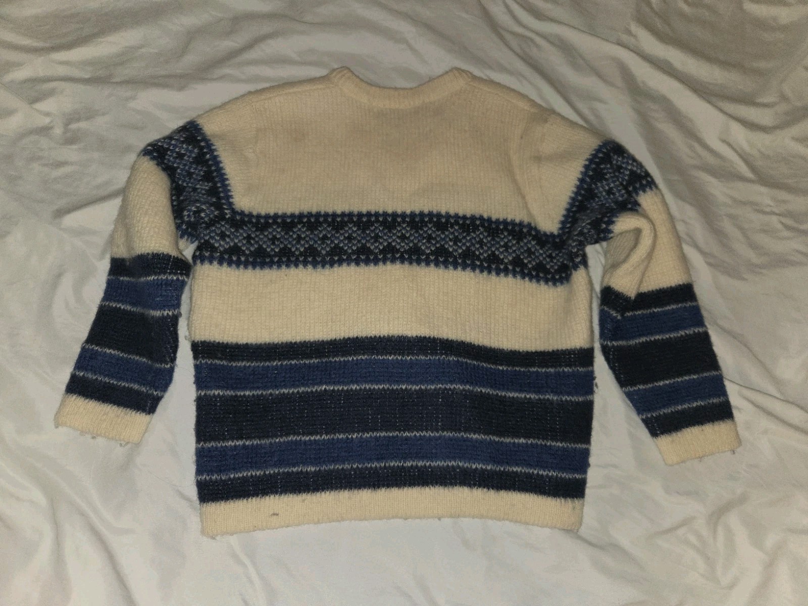 Vintage Nordstrikk Sweater Women’s Size 30 Virgin Wool Norway Cream Blue