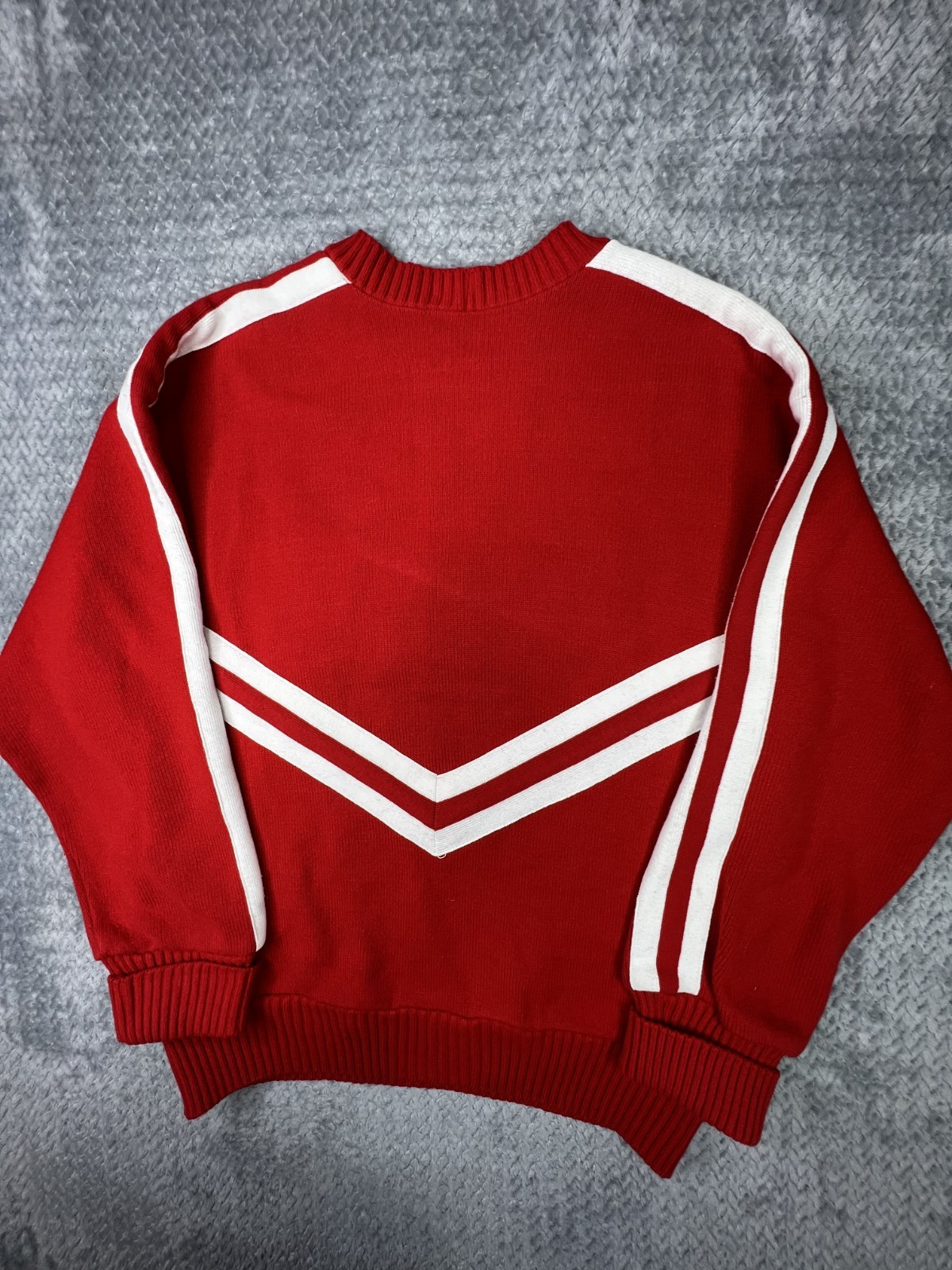 Varsity Red White Cheerleader Acrylic Pullover Sweater Shirt Medium Cardinals