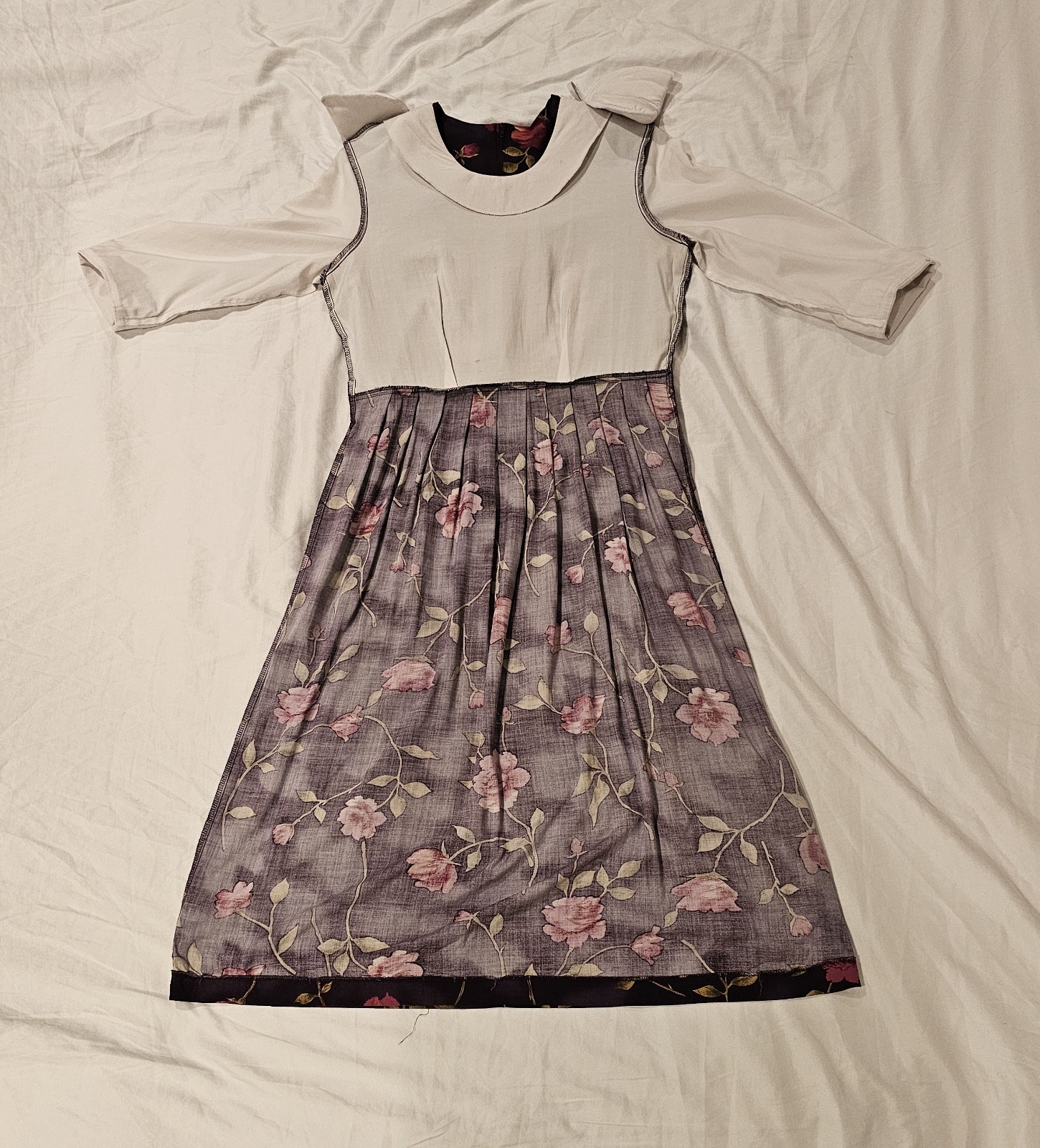 VTG Just In Thyme Dress Purple Rose 80s 90s Tie Waist Vest Size 14 WHIMSIGOTH