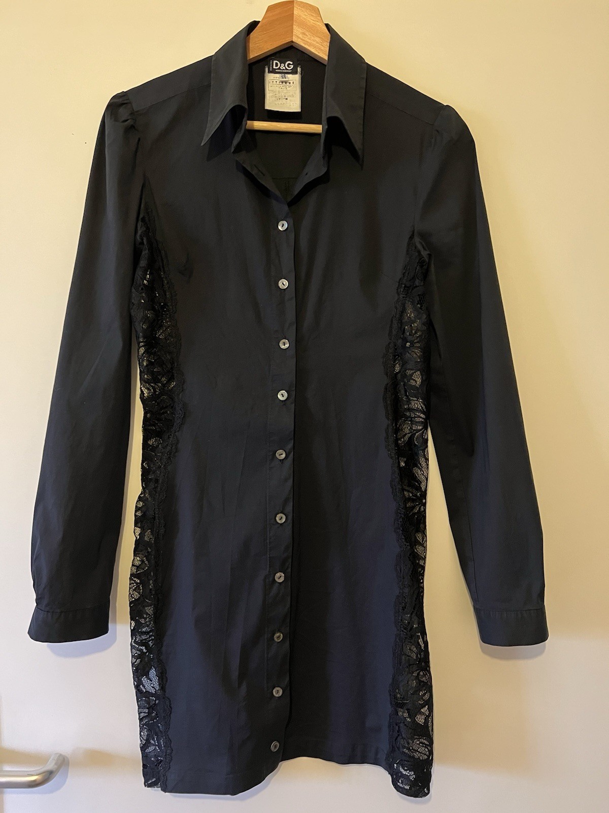 Vintage Dolce & Gabbana Wide Lace Insert Shirt Dress