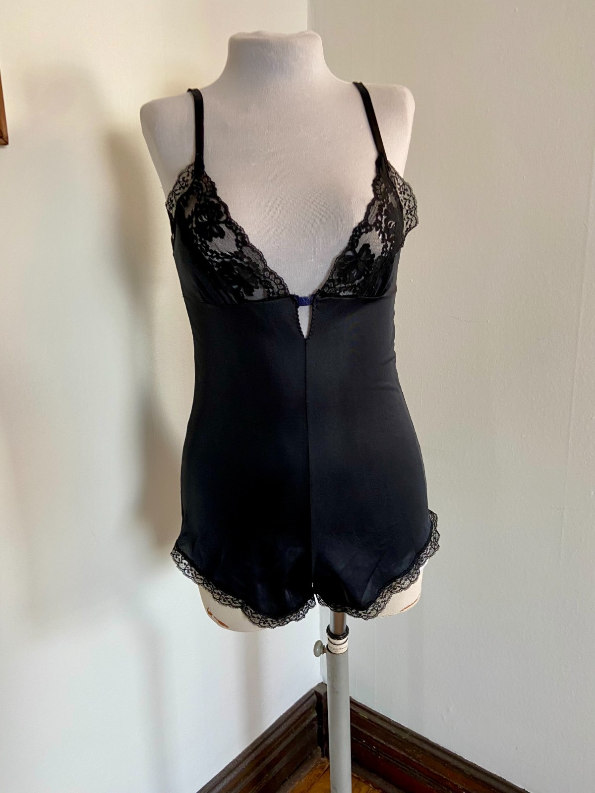Vtg Topform Yolande Blk Sexy Nylon Babydoll Lingerie Teddy Shorts Nightie Med