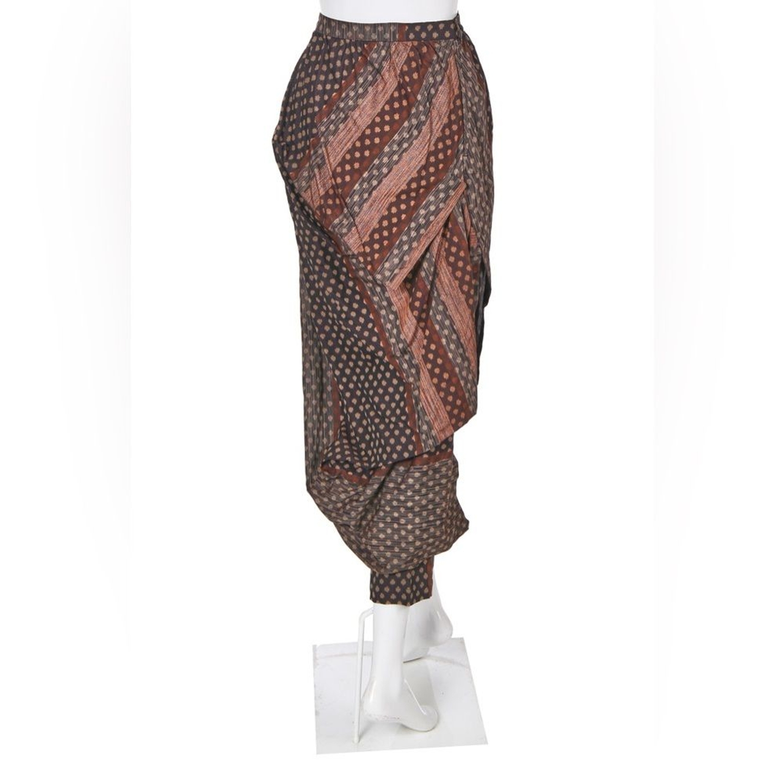 Issey Miyake Rare Runway Brown Black Asymmetric Skirt Silk Cotton Metallic
