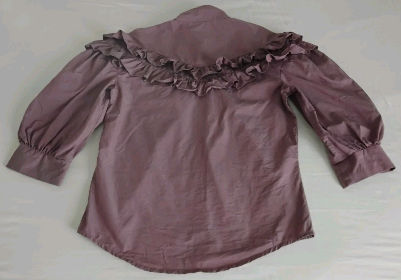 Vtg Janet Russo Ruffled Top Blouse Women’s 80’s Puff Sleeve High Neck 4 EC Mauve