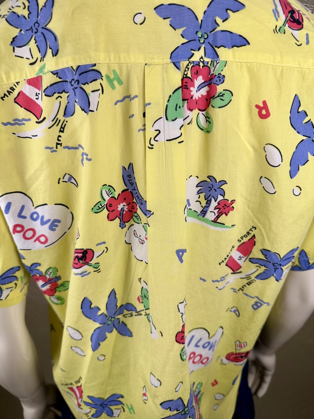 Vintage 1980’s Fashion In MICHEL Yokohama Yellow I LOVE POP! Cotton Short Sleeve