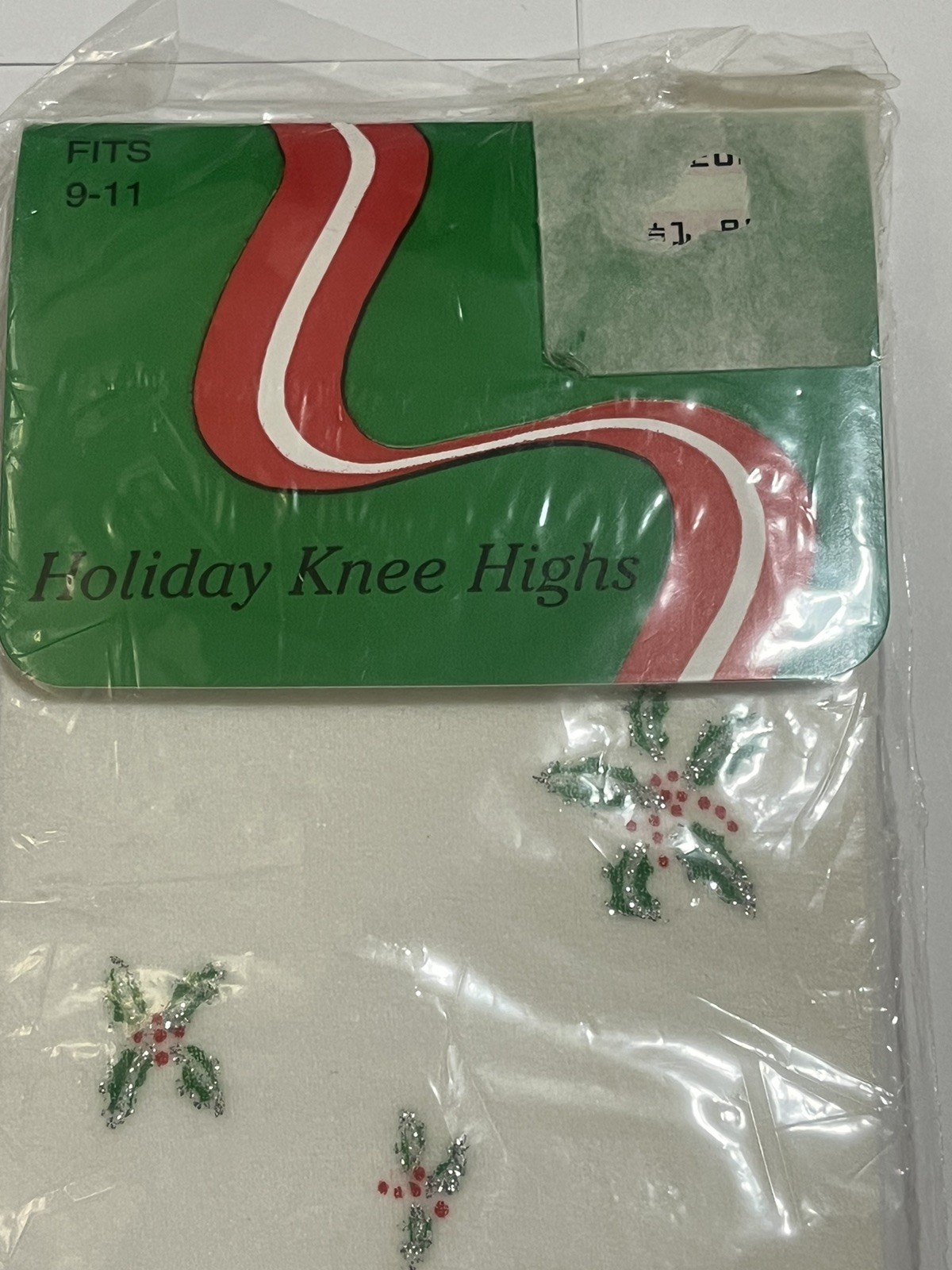 Vintage Nylon Knee High Hose Holiday Christmas Made In USA Size 9 To 11 Rare